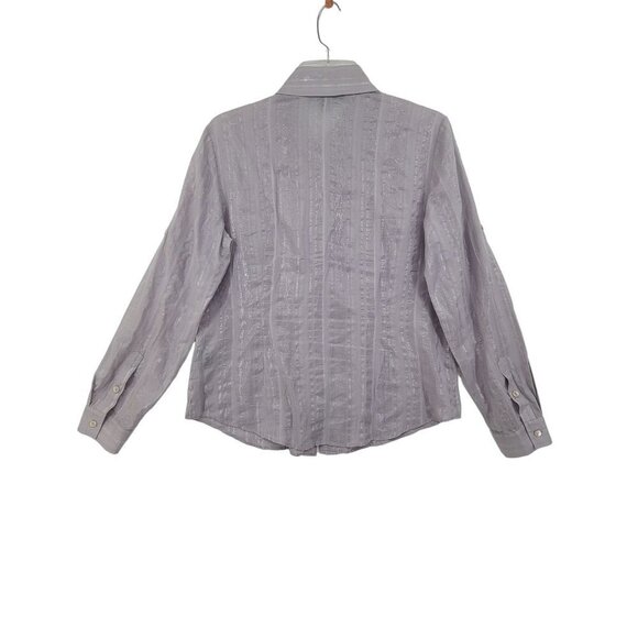Lafayette 148 Button Down Shirt Long Sleeve Collared Neck Grey Size 6 - Picture 5 of 10